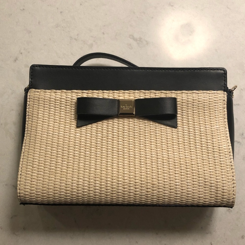 Kate Spade Black & Straw Clutch w/ Strap